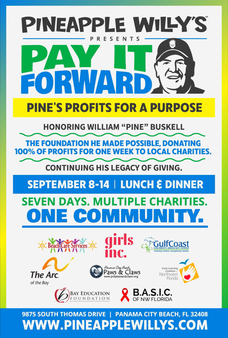 Pineapple Willy’s Donating 100% of Profits to Local Charities for One Week Only